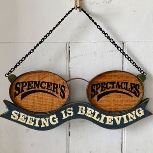 Advertising Sign Decor Spencer's Spectacles Wooden
